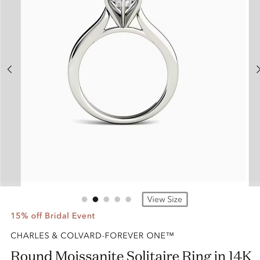 Charles & Colvard Moissanite Solitaire Ring in white gold 1ct (dew) - Picture 3 of 12